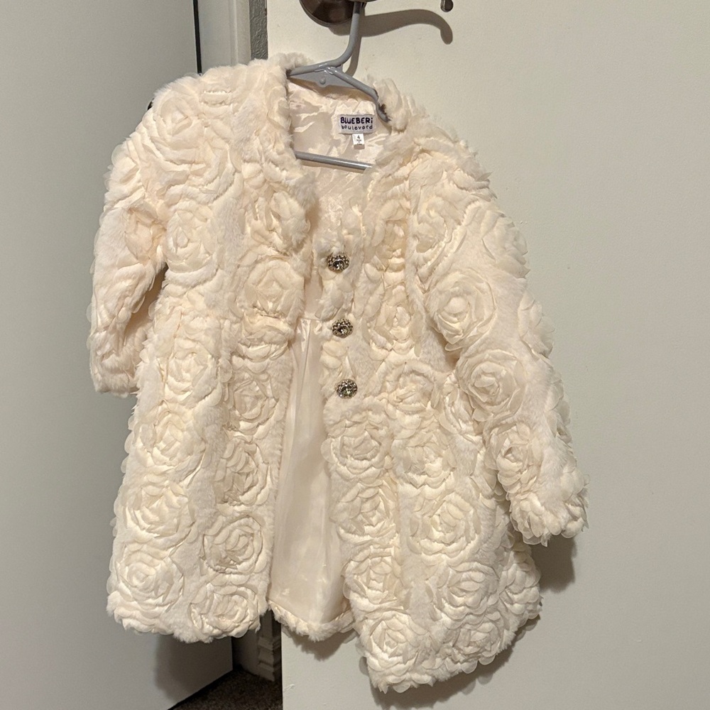 Blueberi Boulevard Cream Floral Kids Cape